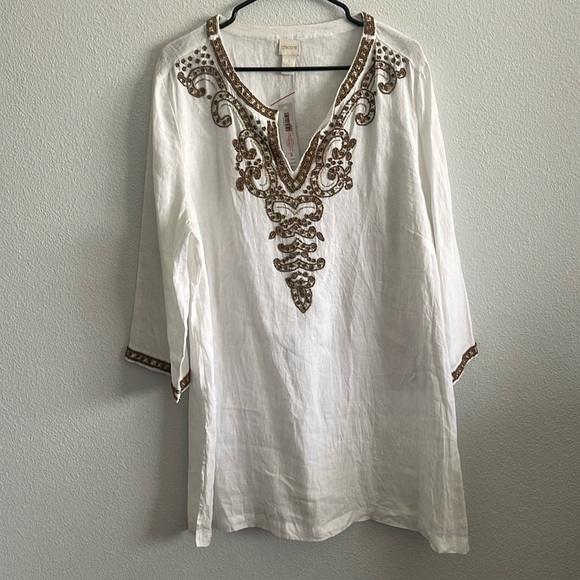 Chico's Tops - Embellished Linen Tunic Size Top Size 3